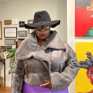 Gray Faux Suede Jacket